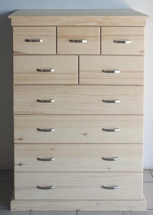 Standing Storage Unit of 9 Multiple Sized Drawers | MB Pine Furniture