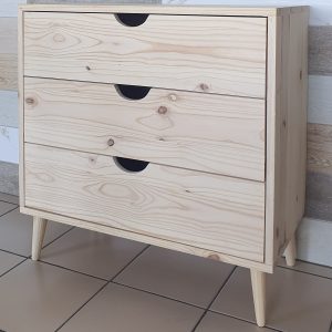 Lotus 3 Dr Chest of Drawers - RAW