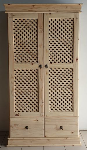 Lattice Two Door Cupboard with Bottom Drawers | MB Pine Furniture